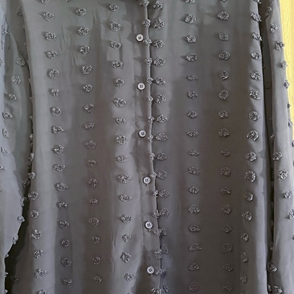 Navy blue Swiss dot blouse long sleeve - Picture 8 of 9